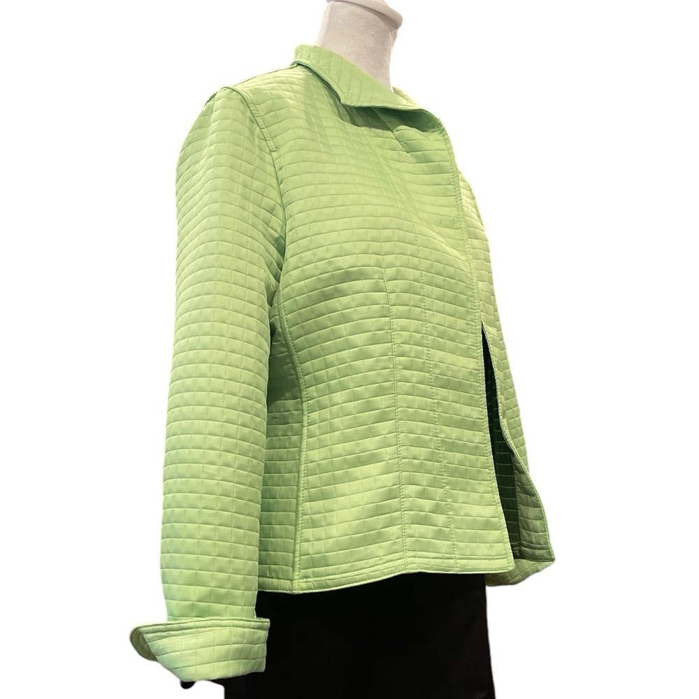 Vintage Harve Benard Quilted Lime Jacket US 12 M Chartreuse 90s - Picture 5 of 7